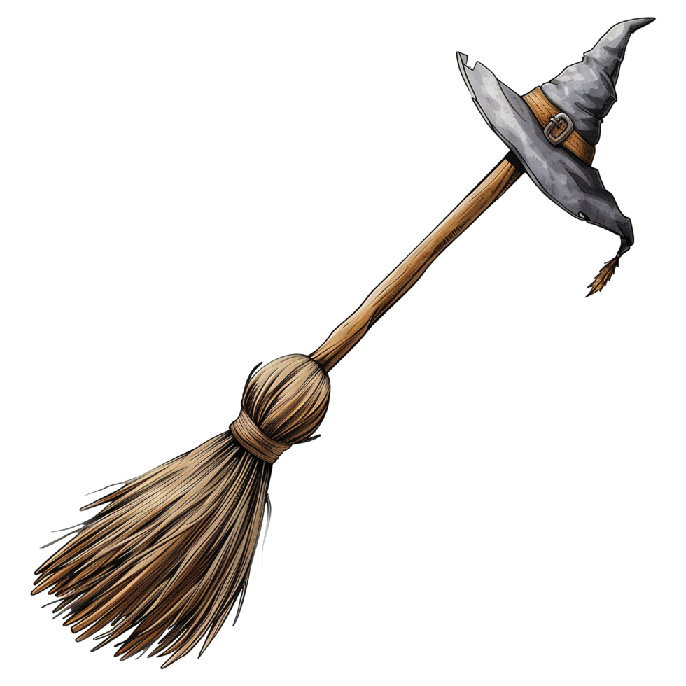 AI generated Cartoon witch broom isolated on transparent background png