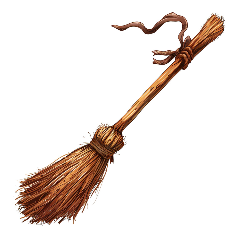 AI generated Cartoon witch broom isolated on transparent background png