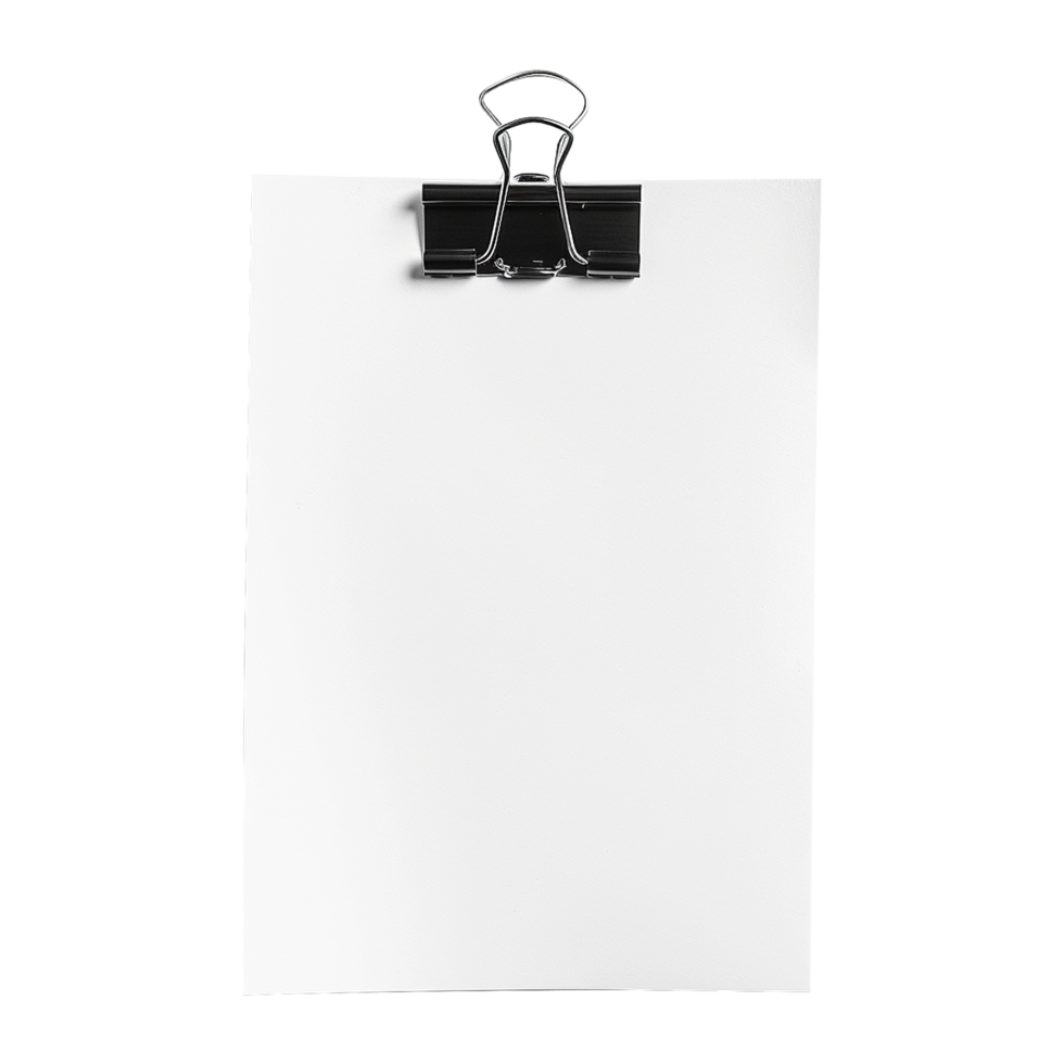 AI generated Blank paper with paper clip isolated on transparent background png