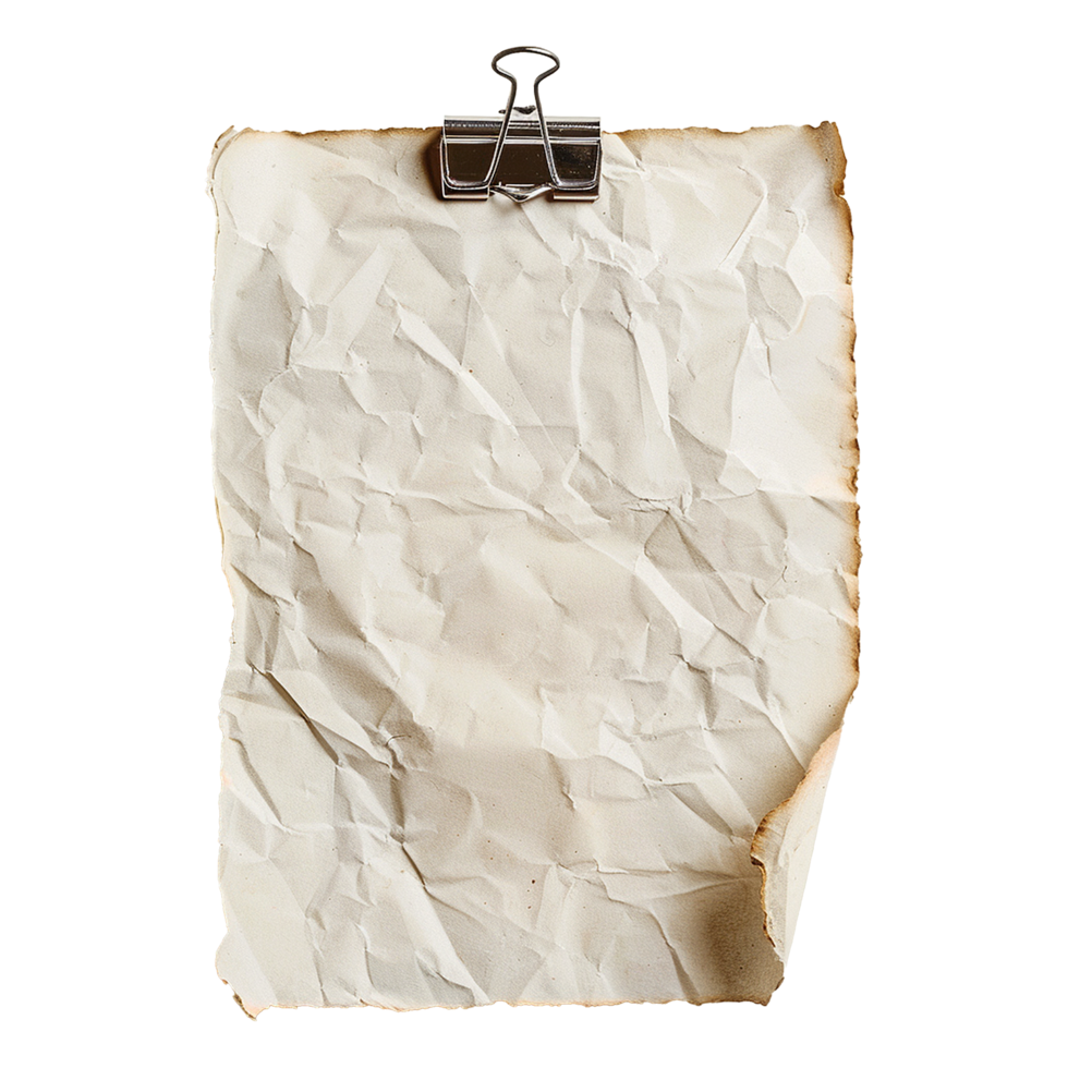 ai gegenereerd blanco papier met papier klem geïsoleerd Aan transparant achtergrond PNG