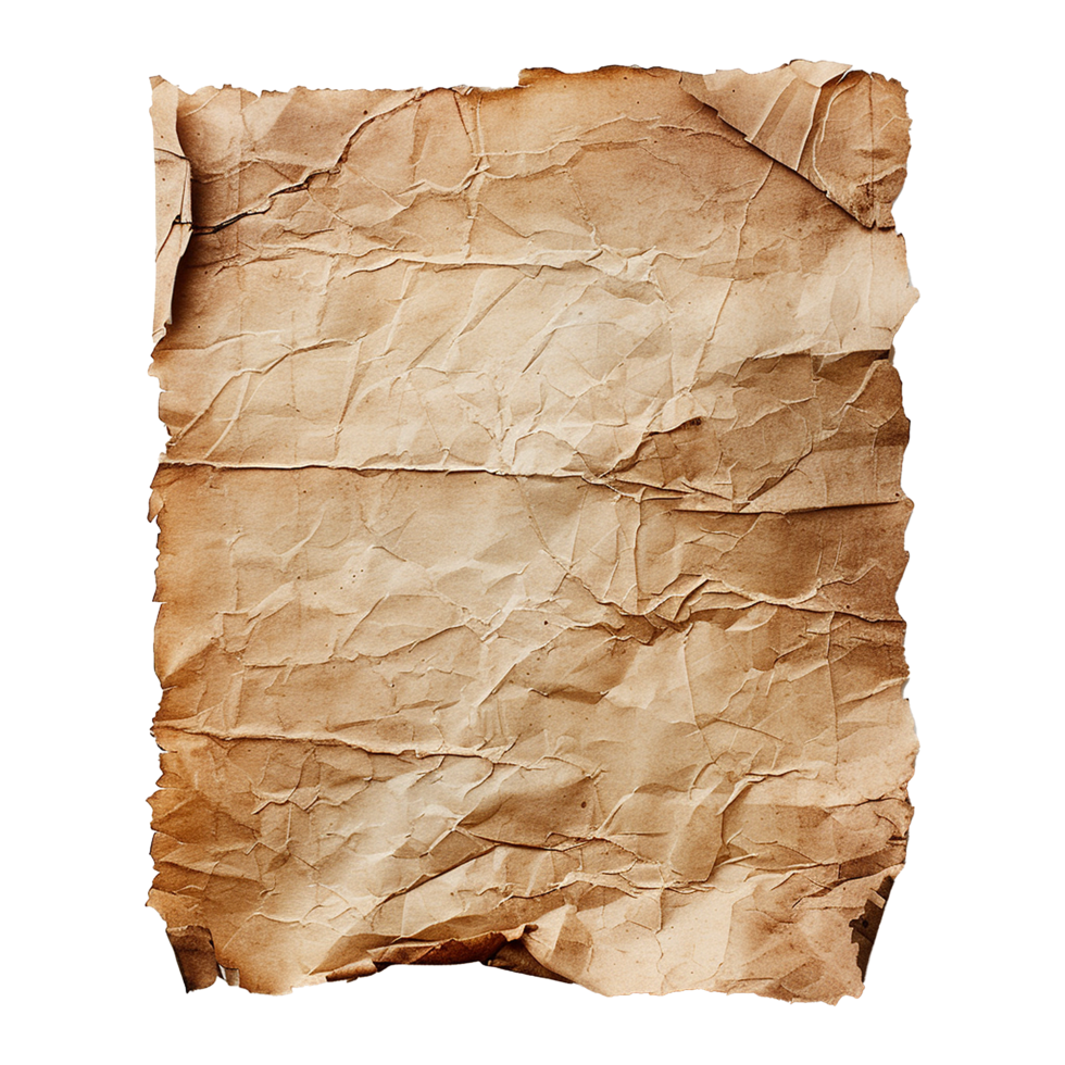 AI generated Old paper isolated on transparent background png
