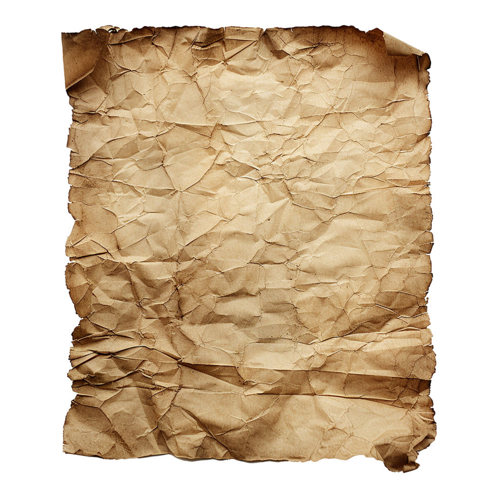 AI generated Old paper isolated on transparent background png