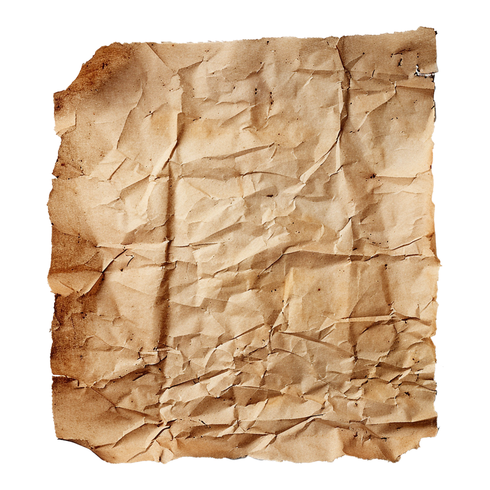 AI generated Old paper isolated on transparent background png