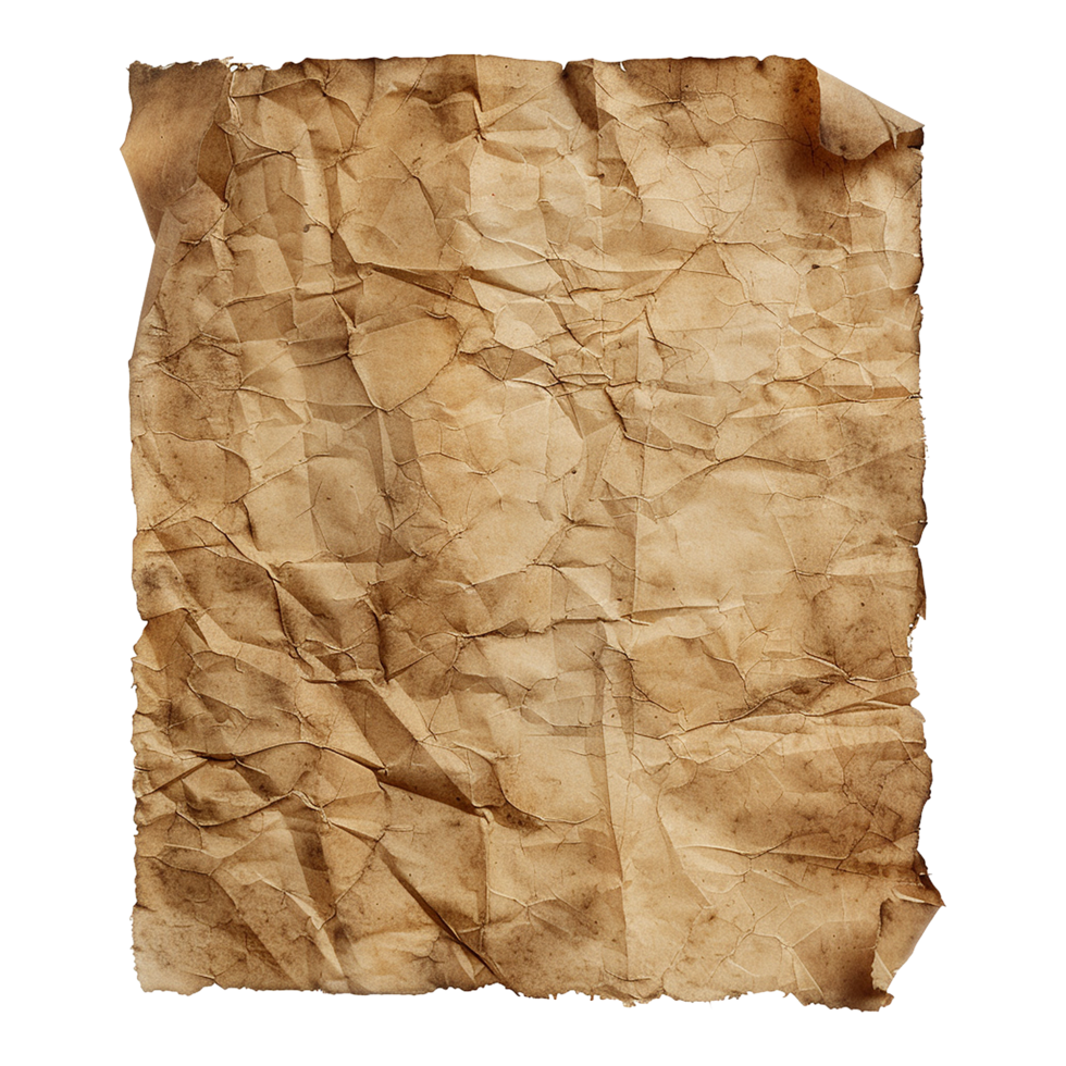 AI generated Old paper isolated on transparent background png