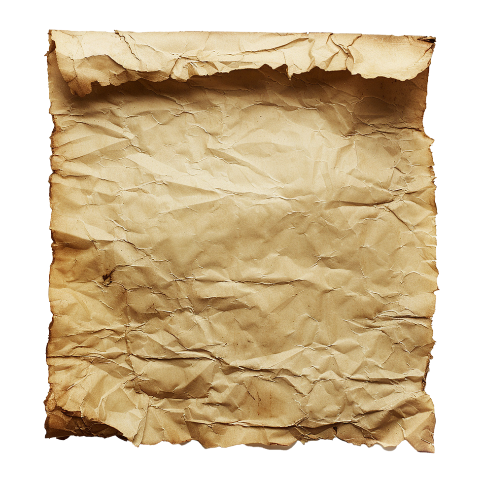 AI generated Old paper isolated on transparent background png