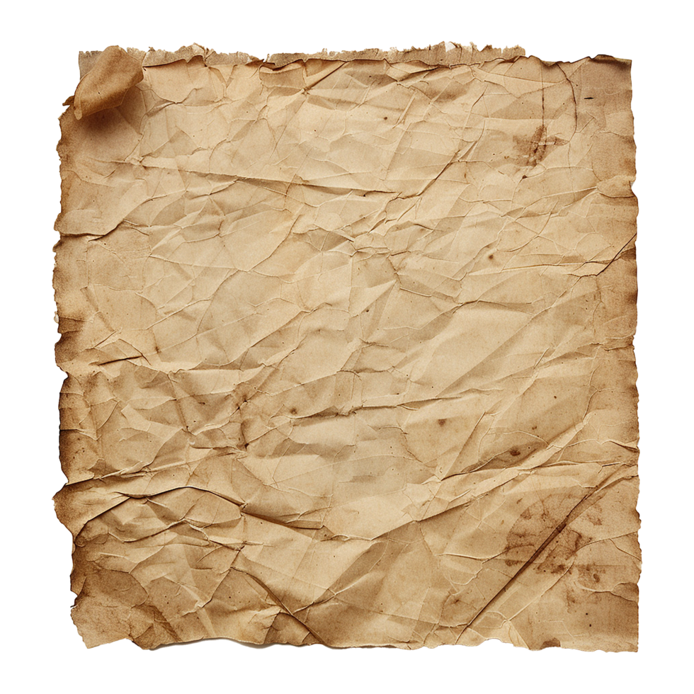 AI generated Old paper isolated on transparent background png