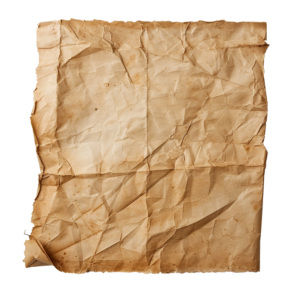 AI generated Old paper isolated on transparent background png