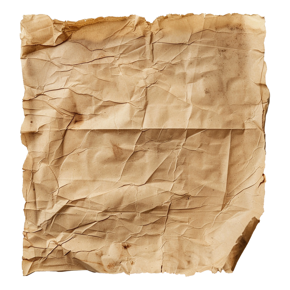 AI generated Old paper isolated on transparent background png