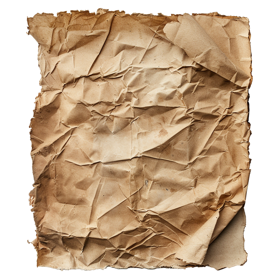 AI generated Old paper isolated on transparent background png