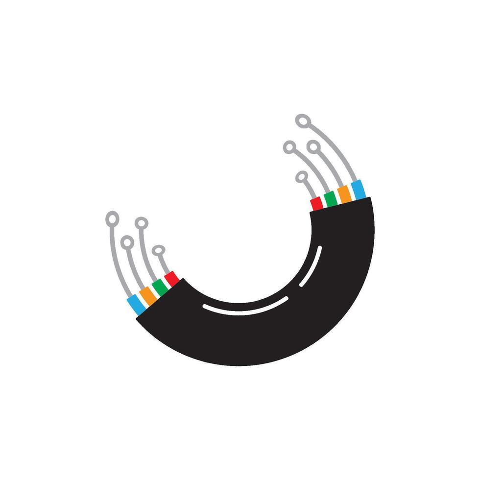Viber optic cable icon vector flat design template