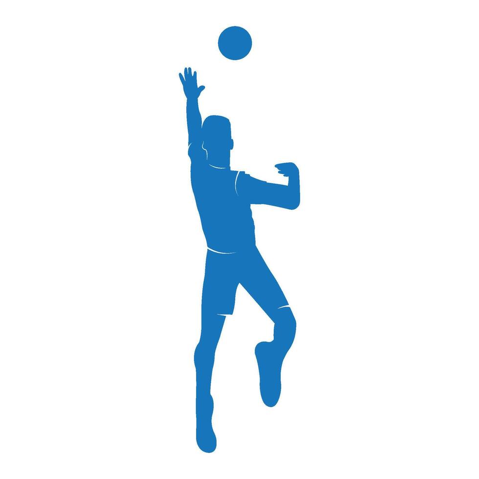 jugador de voleibol silueta saltando sobre un fondo blanco. ilustración vectorial. vector