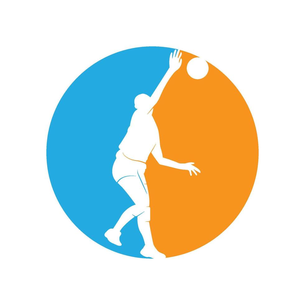 Silhouette volleyball player jumping on a white background. Vector illustration.