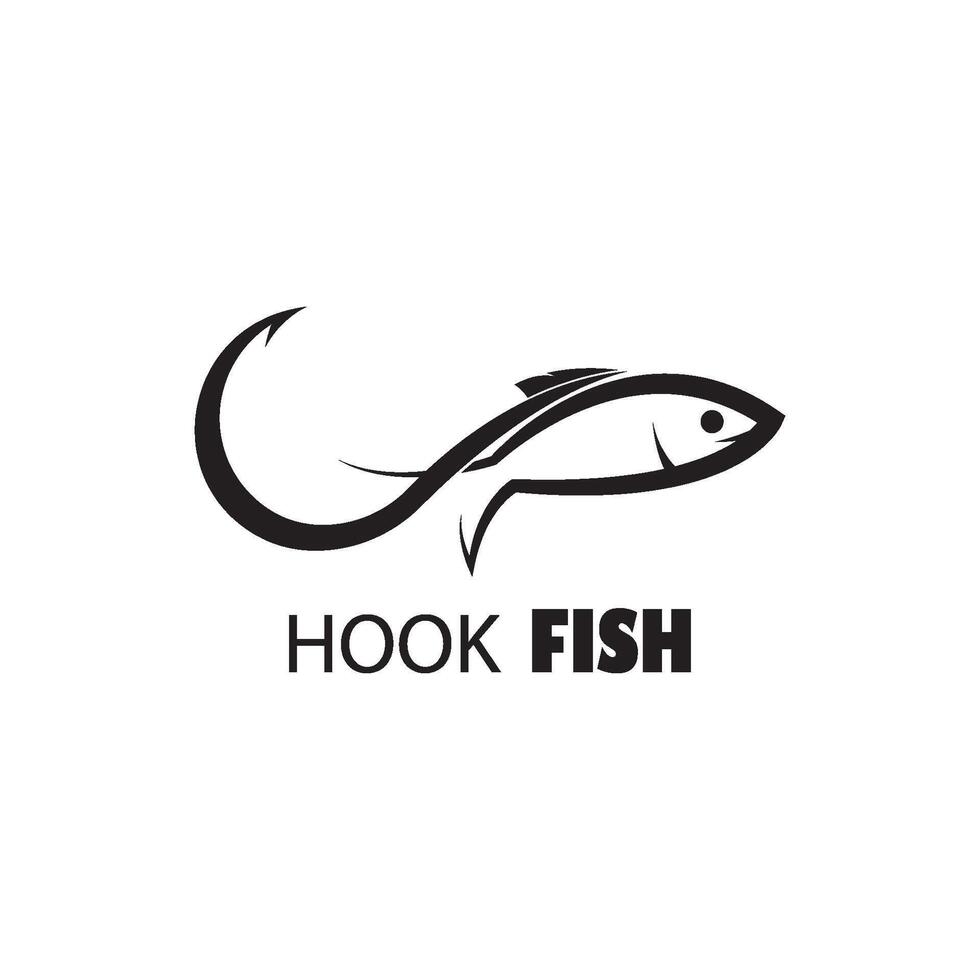 fishing hook and fish vector design template