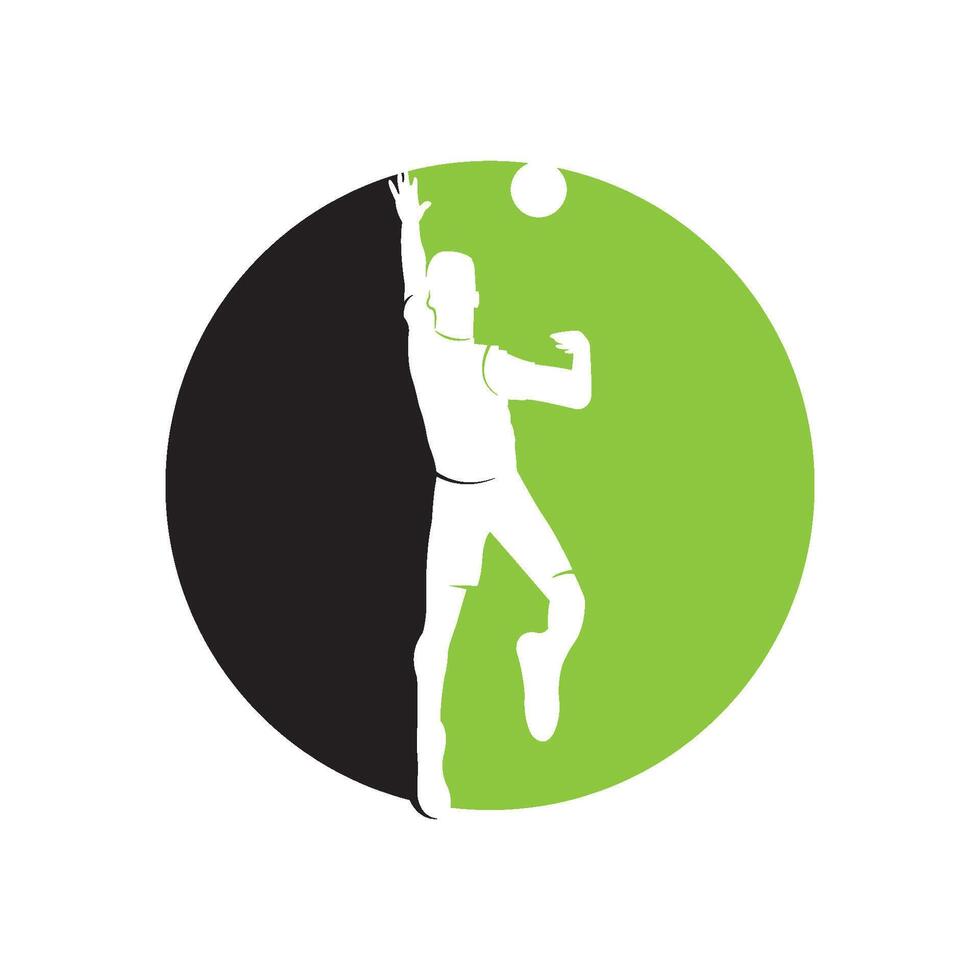 Silhouette volleyball player jumping on a white background. Vector illustration.