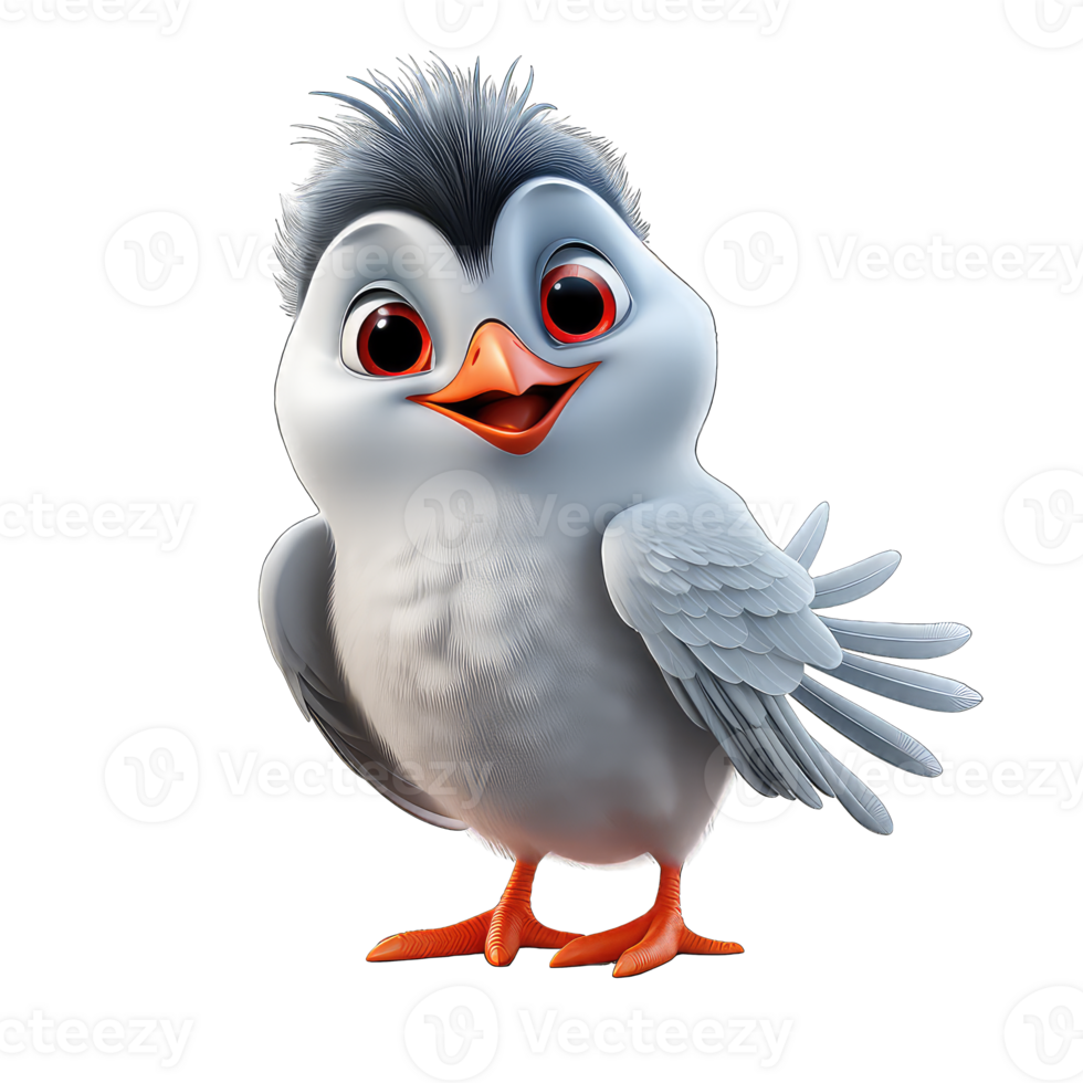 AI generated Cute cartoon bird isolated on transparent background. 3D illustration. png