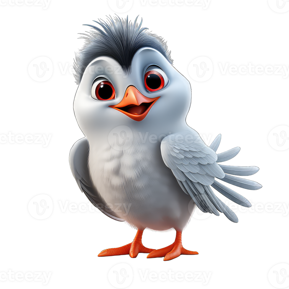 AI generated Cute cartoon bird isolated on transparent background. 3D illustration. png