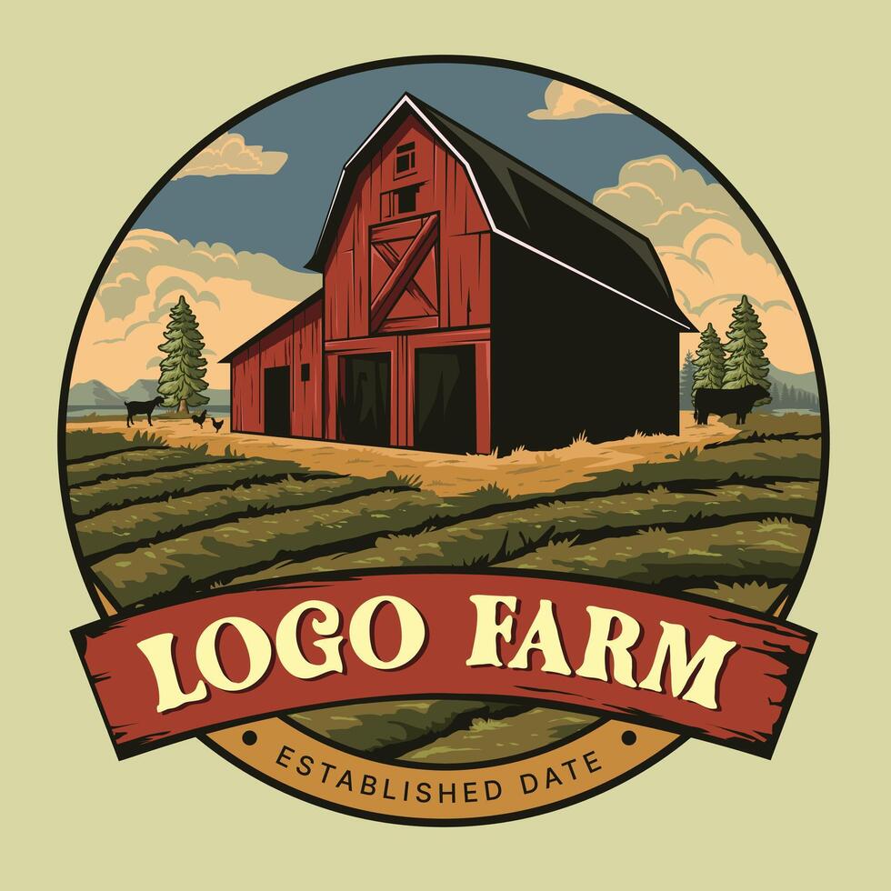 Retro Vintage Farm Logo Template vector