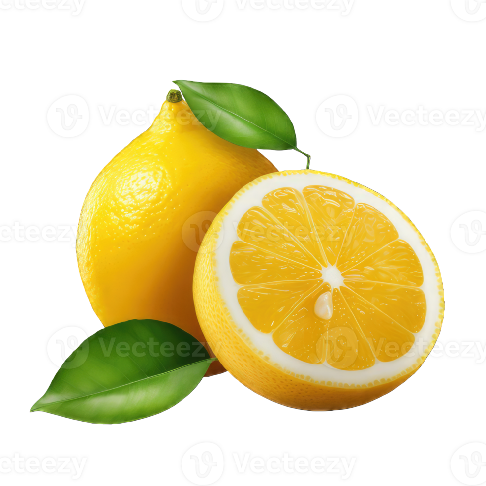 AI generated fresh Lemon on transparent Background PNG