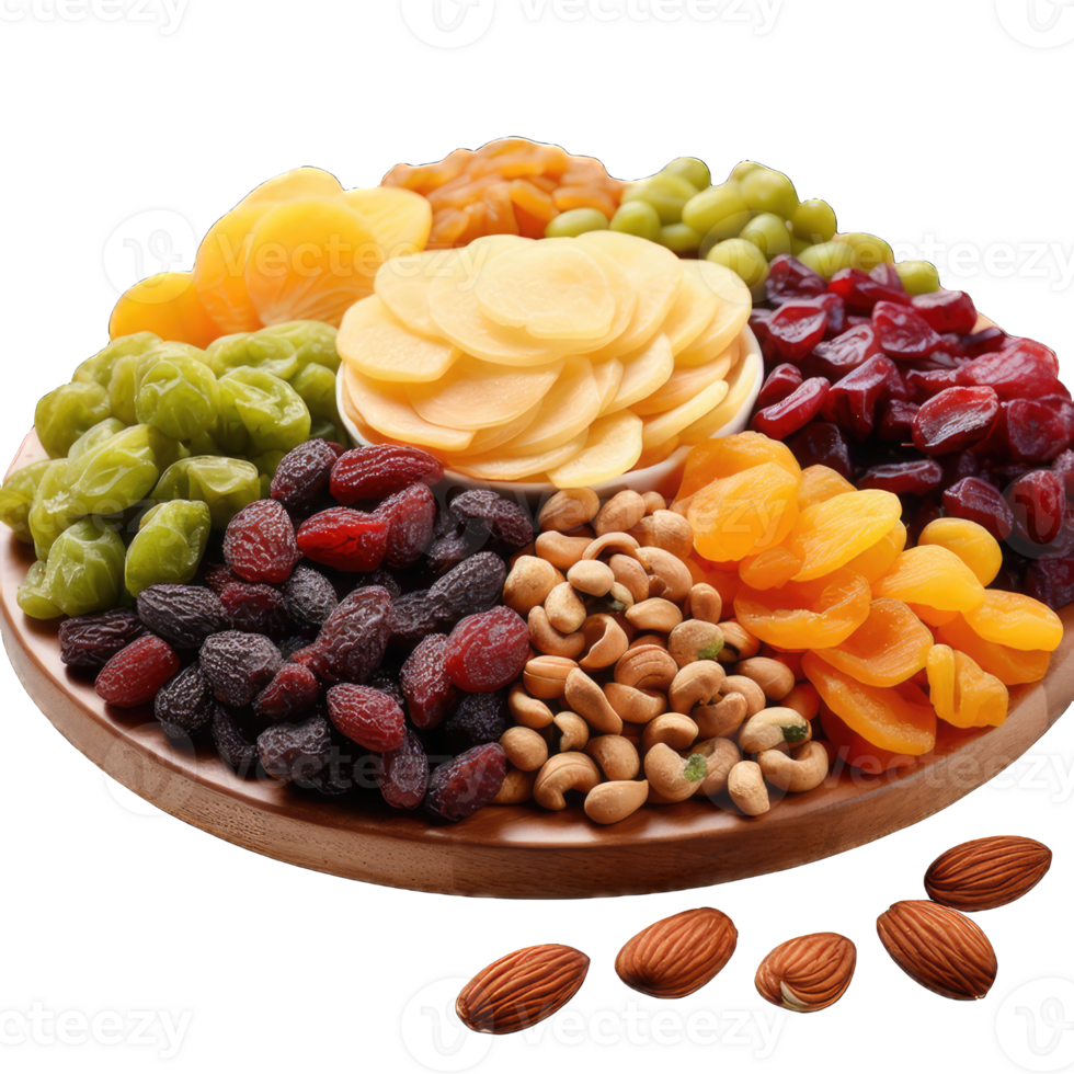 AI generated Assorted nuts in the form of a circle  peanuts, almonds, hazelnuts, pine nuts, cashews, walnuts, pistachio  isolated against the Transparent background. PNG