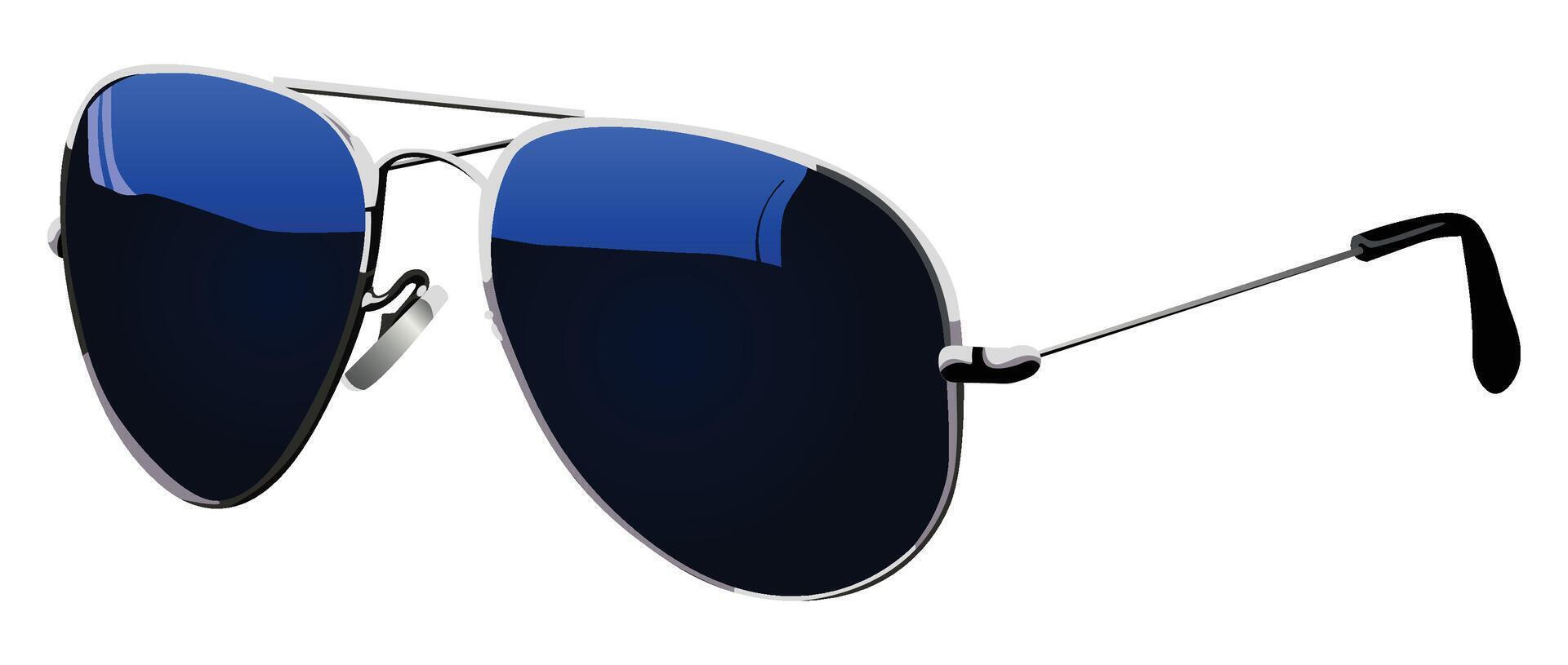 Blue And Silver Aviator Sunglasses vector