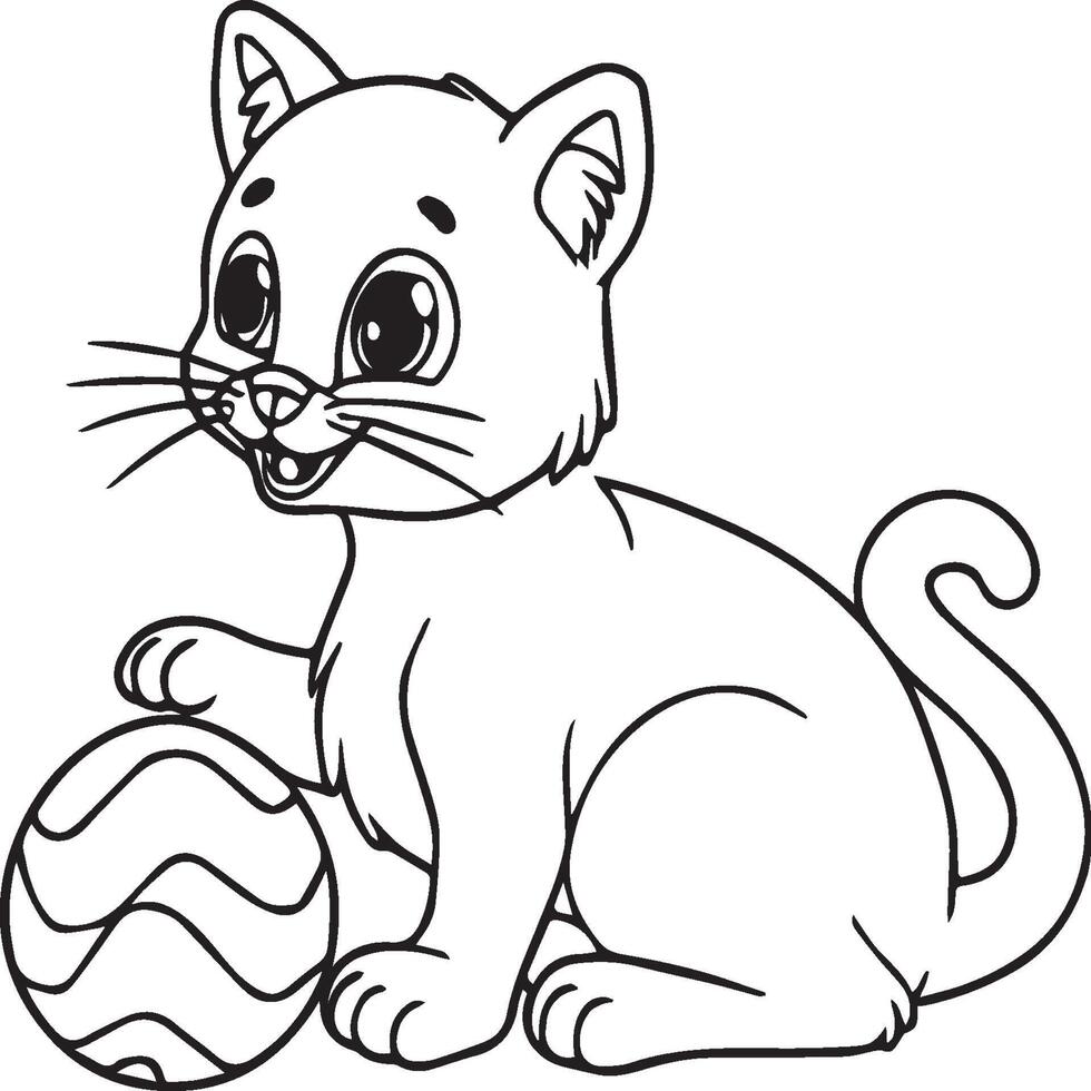 Cute cat coloring pages for coloring book. Cat outline vector. Playing cat coloring pages. Funny cat outline vector