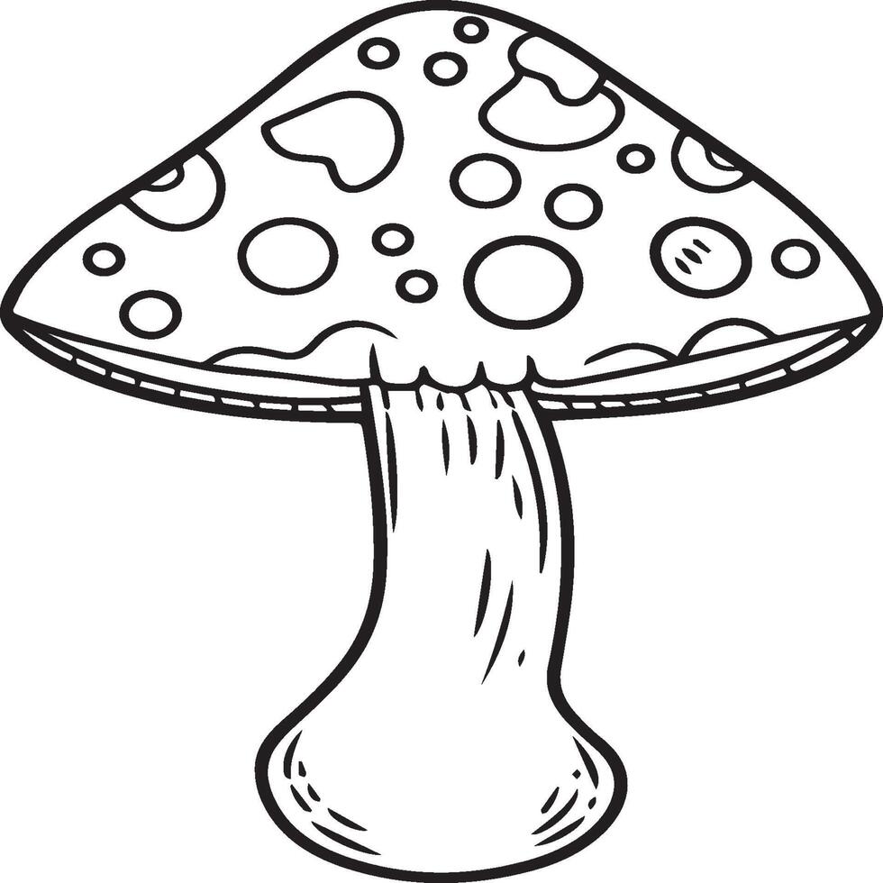 Mushroom coloring pages. Mushroom outline vector for coloring book