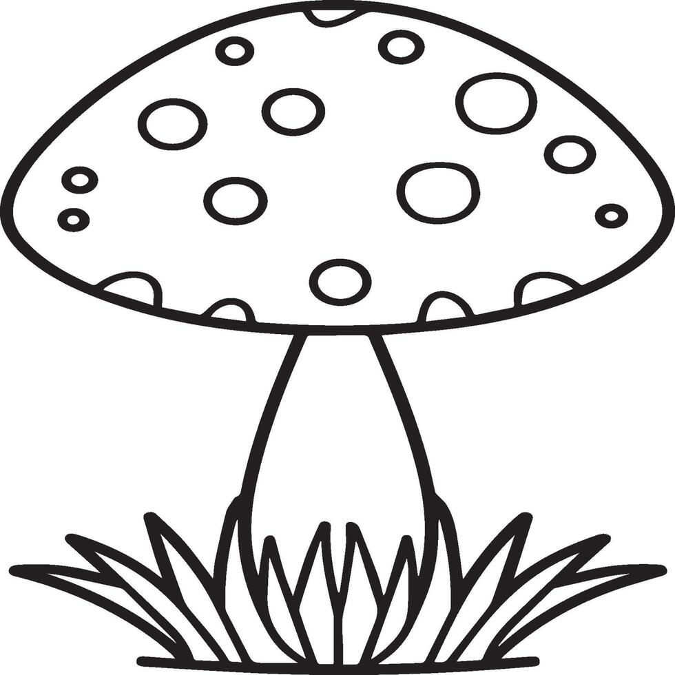 Mushroom coloring pages. Mushroom outline vector for coloring book