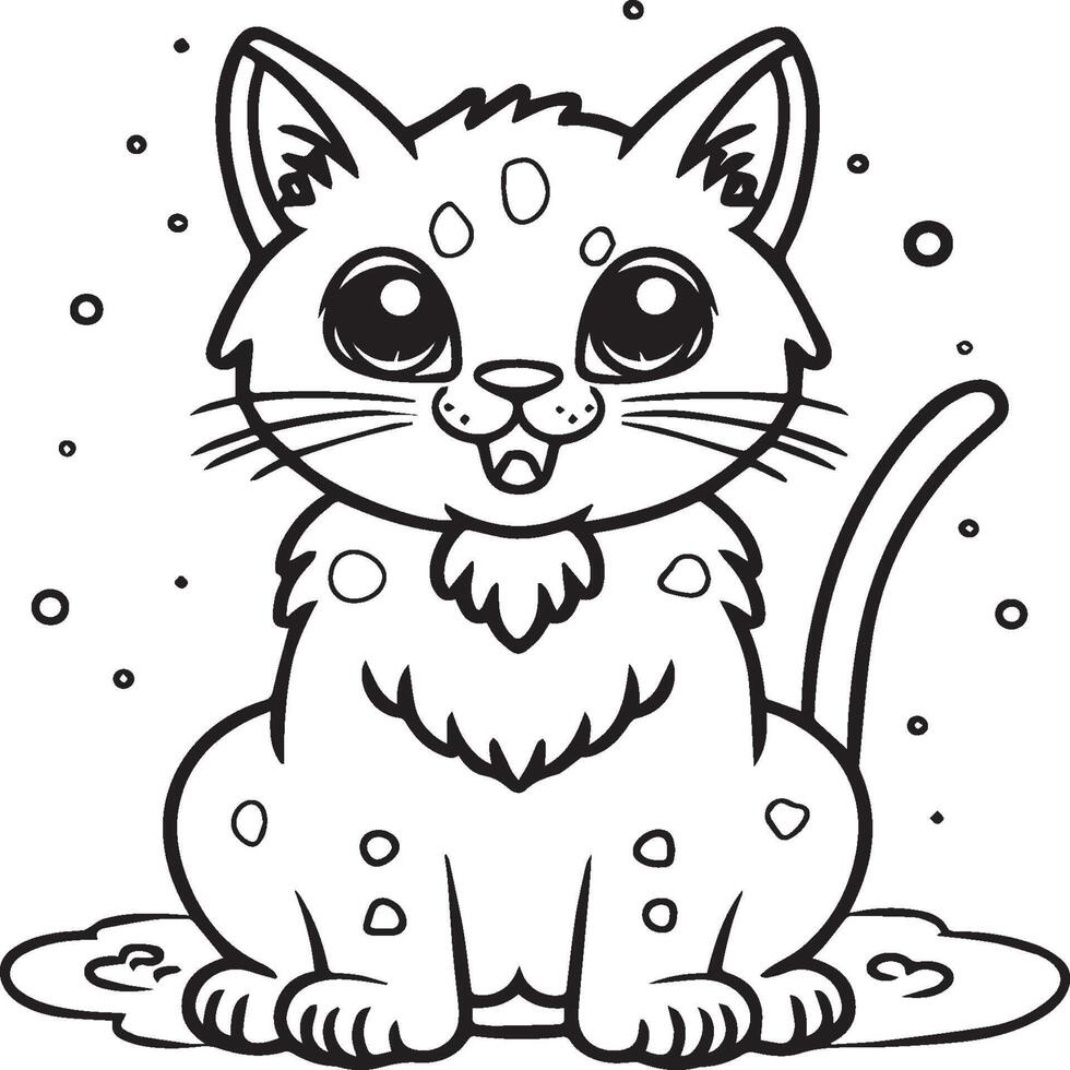 Cute cat coloring pages for coloring book. Cat outline vector