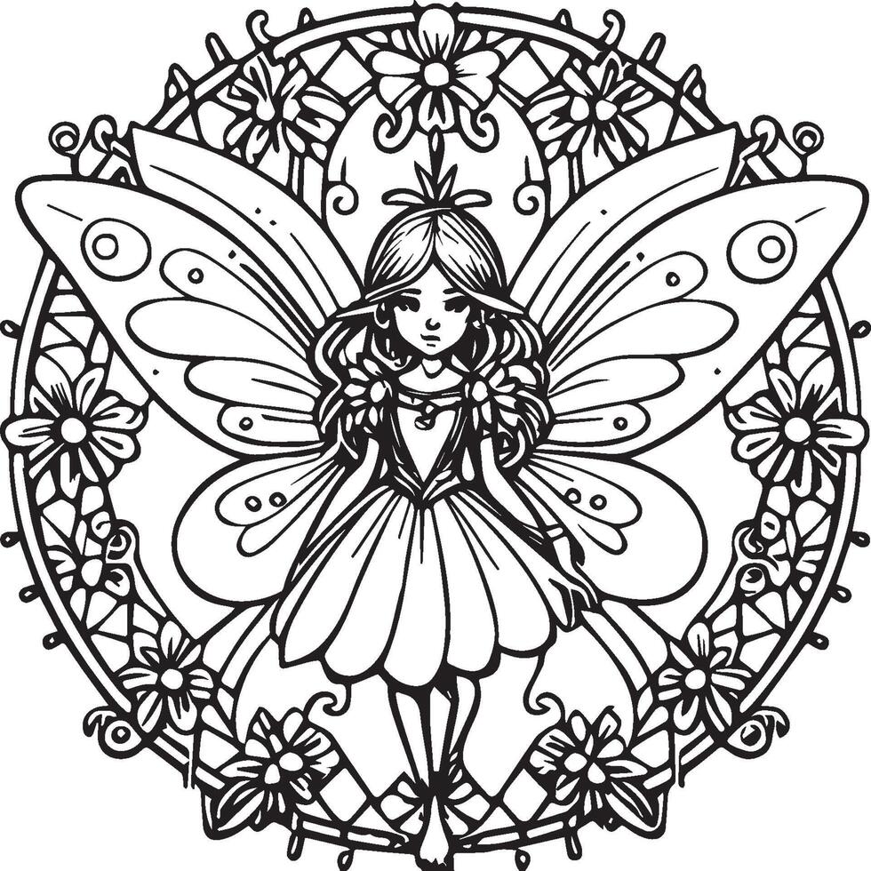 Fairies coloring pages for coloring book. Fairies outline vector