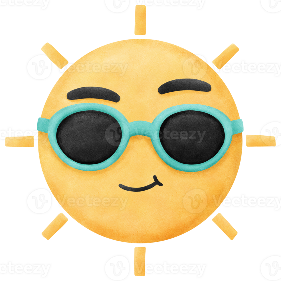 Soleil avec des lunettes de soleil souriant png