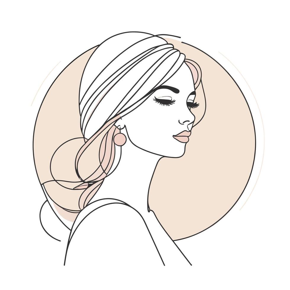 Woman line art portrait illustration vector design