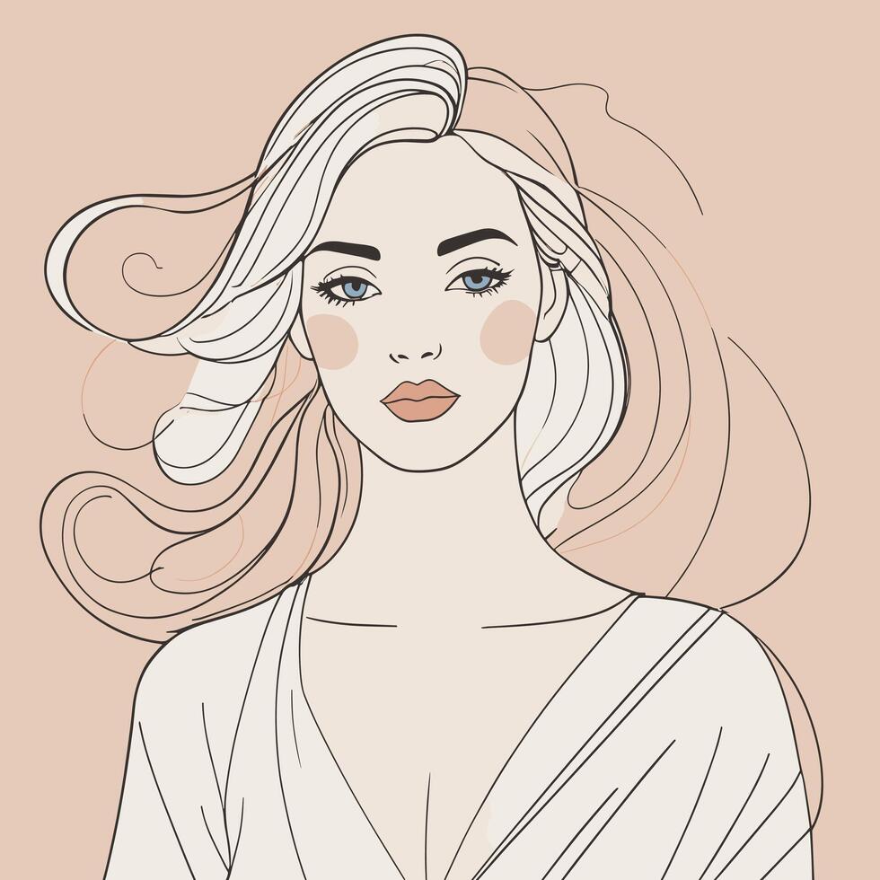 Woman line art portrait illustration vector design