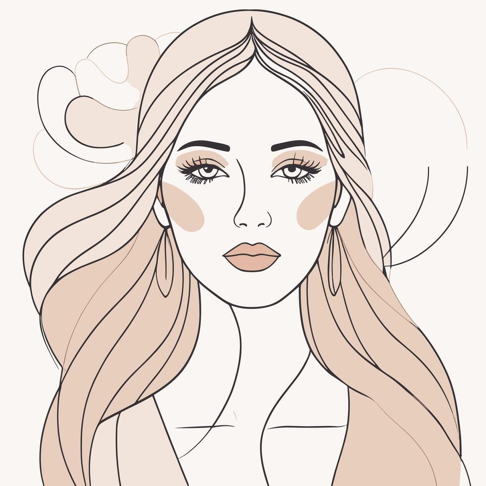 Woman line art portrait illustration vector design