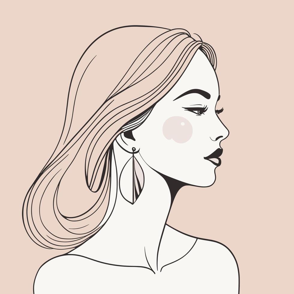 Woman line art portrait illustration vector design