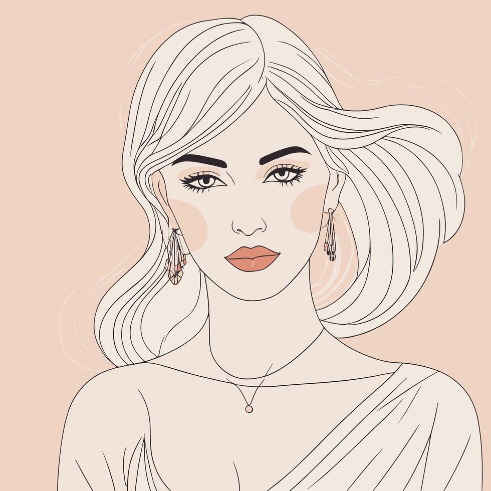 Woman line art portrait illustration vector design
