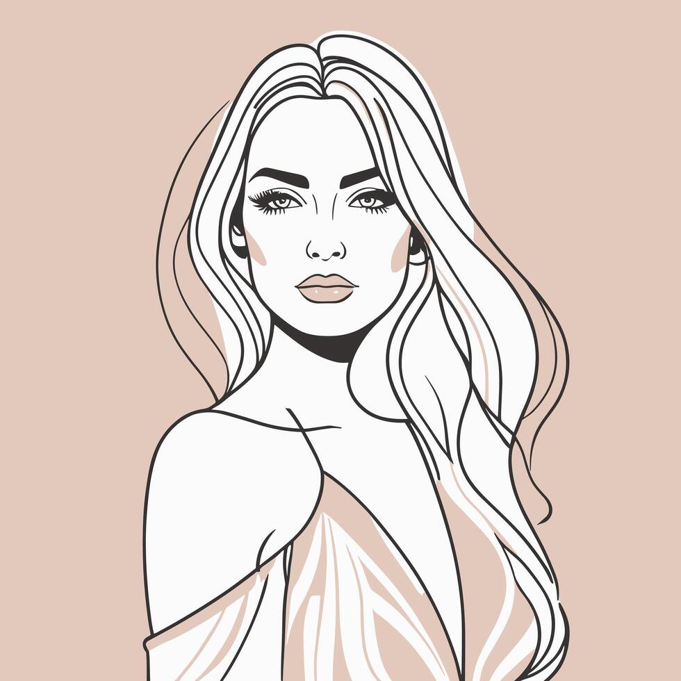 Woman line art portrait illustration vector design