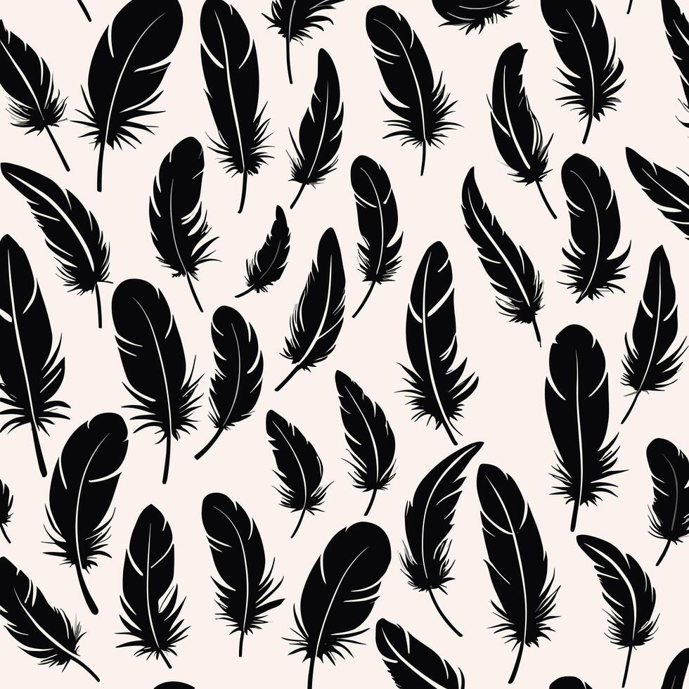 Feather silhouette illustration ink drawing vector art