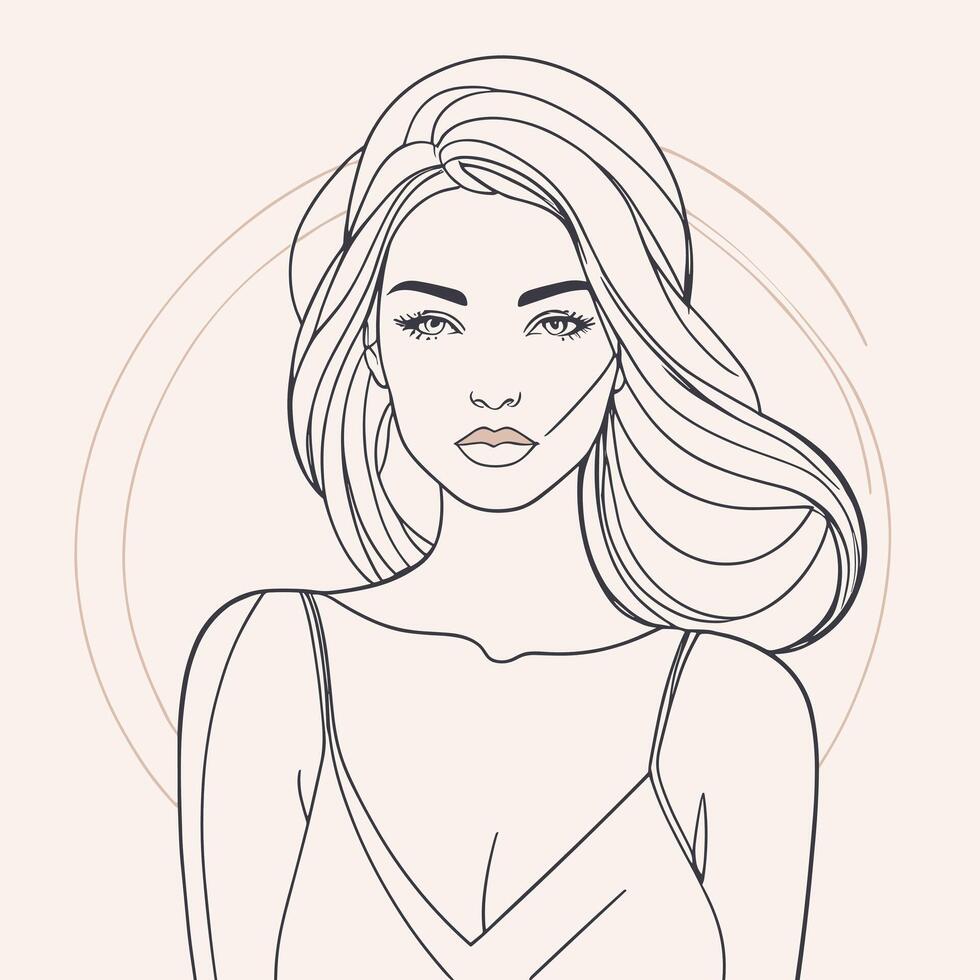 Woman line art portrait illustration vector design