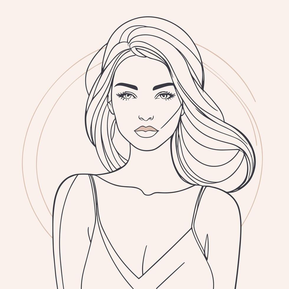 mujer línea Arte retrato ilustración vector diseño