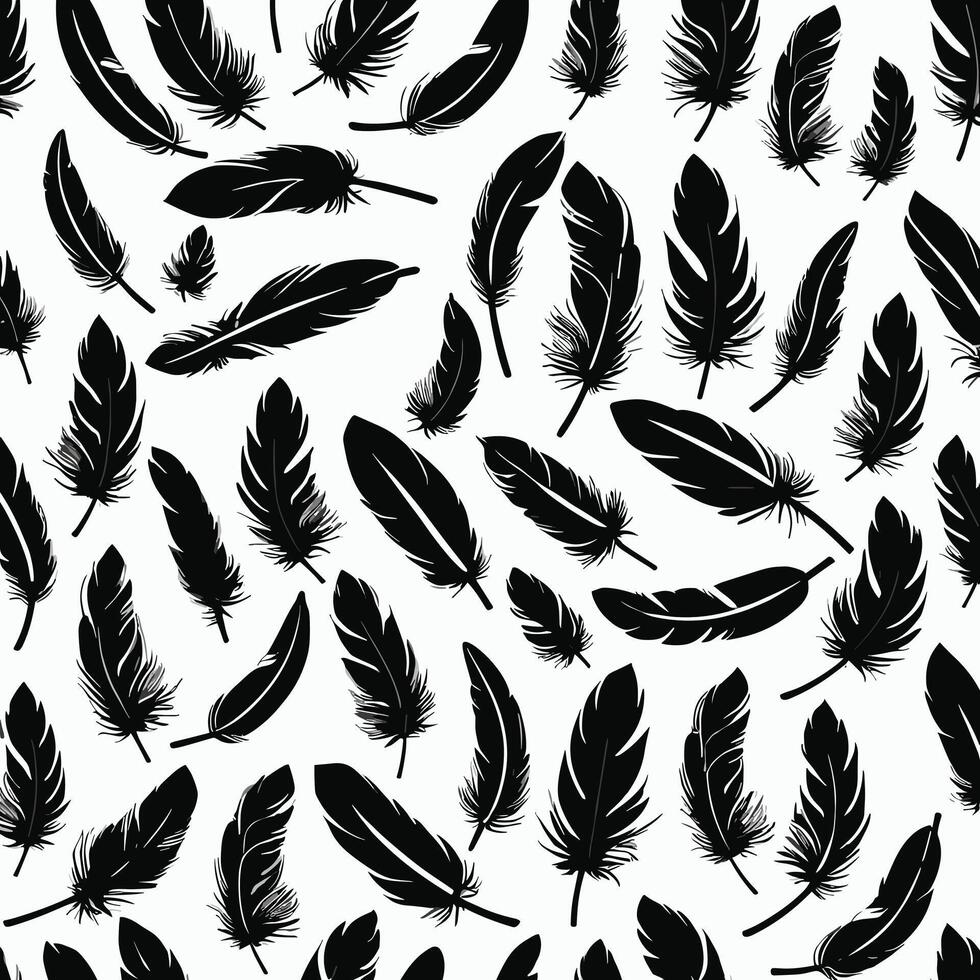 Feather silhouette illustration ink drawing vector art