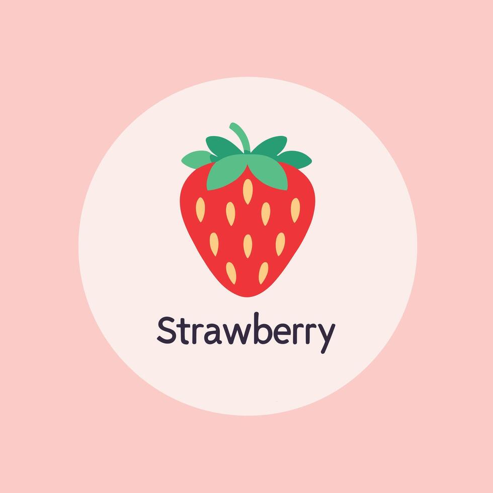 Strawberry minimalist clip art vector illustration