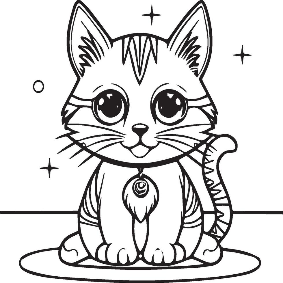 Cute cat coloring pages for coloring book. Cat outline vector