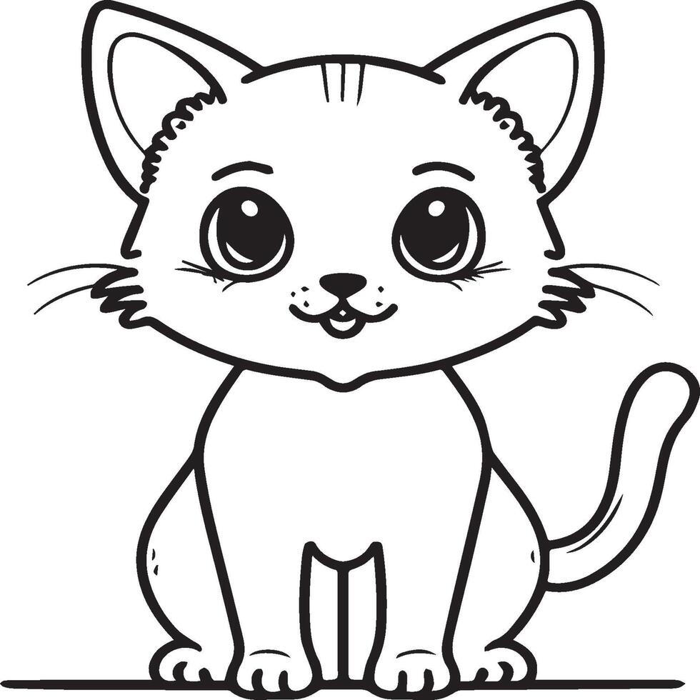 Cute cat coloring pages for coloring book. Cat outline vector