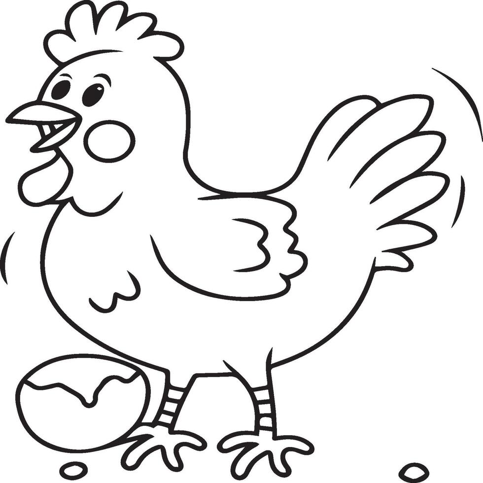 Chicken coloring pages. Chicken outline vector for coloring book