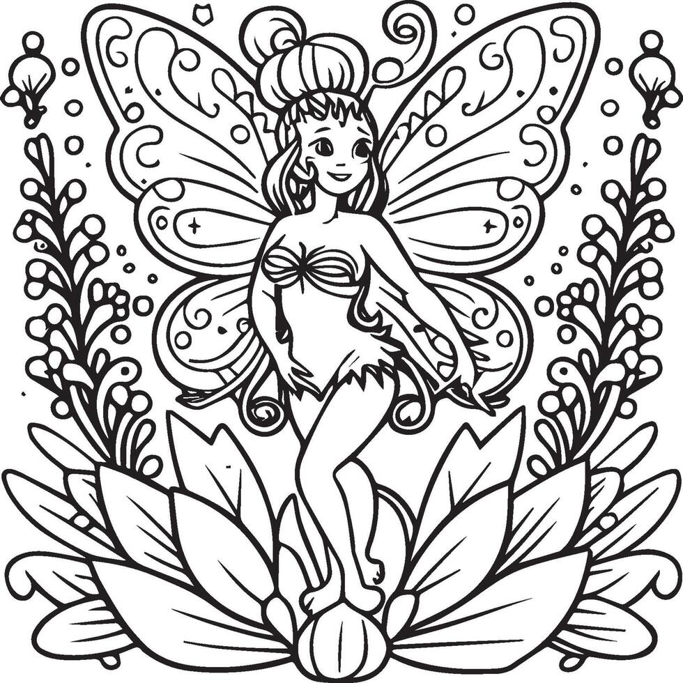 Fairies coloring pages for coloring book. Fairies outline vector