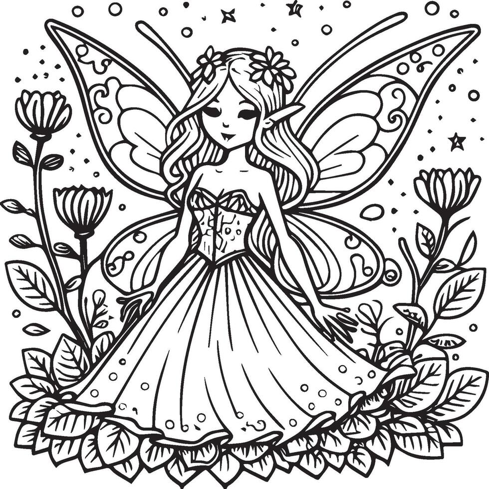 Fairies coloring pages for coloring book. Fairies outline vector