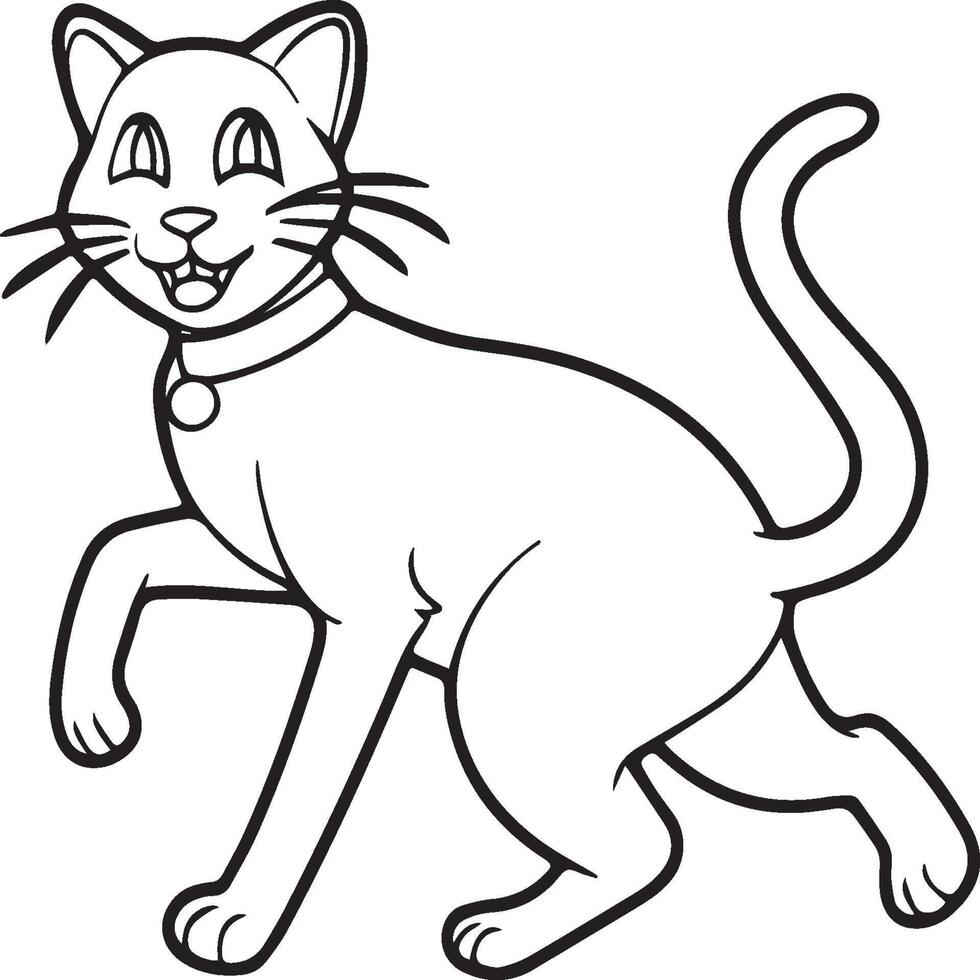 linda gato colorante paginas para colorante libro. gato contorno vector. jugando gato colorante paginas gracioso gato contorno vector