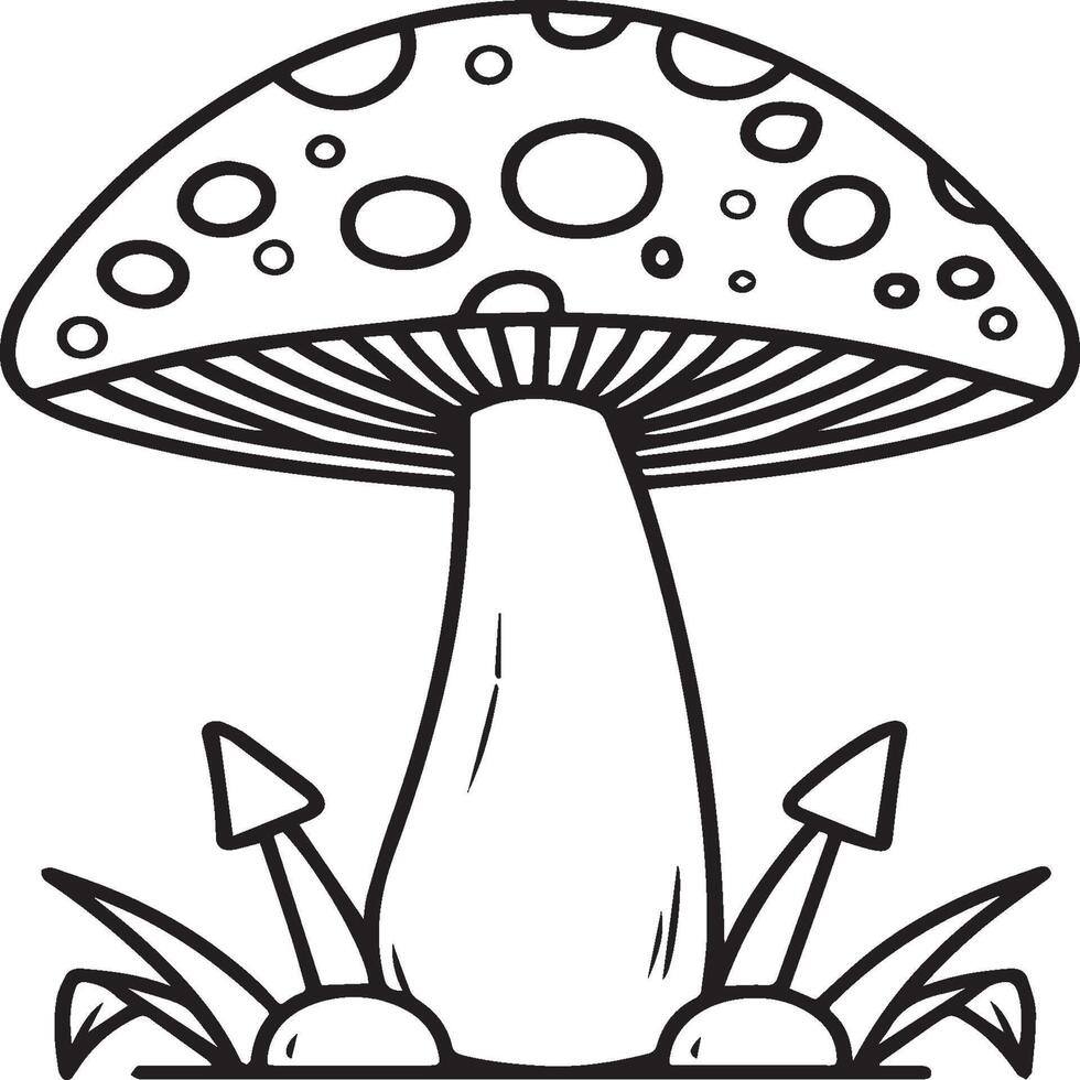 Mushroom coloring pages. Mushroom outline vector for coloring book