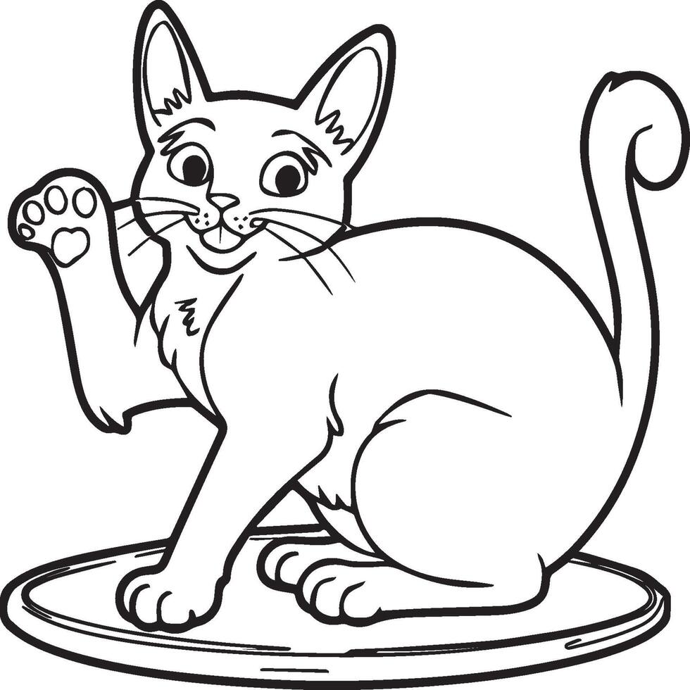 Cute cat coloring pages for coloring book. Cat outline vector. Playing cat coloring pages. Funny cat outline vector