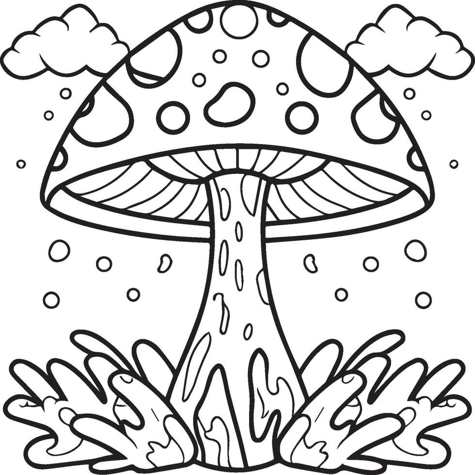 Mushroom coloring pages. Mushroom outline vector for coloring book